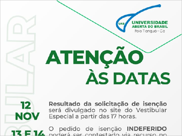 RESULTADO DO PEDIDO DE ISENÇÃO DA TAXA DE INSCRIÇÃO DO VESTIBULAR UECE